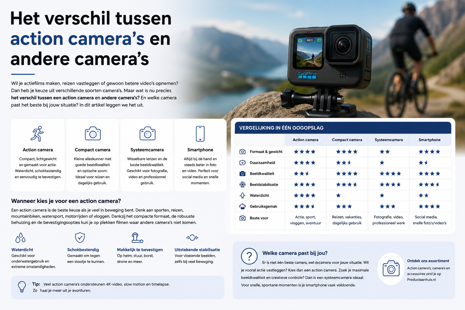 Het verschil tussen actioncamera’s en andere camera’s