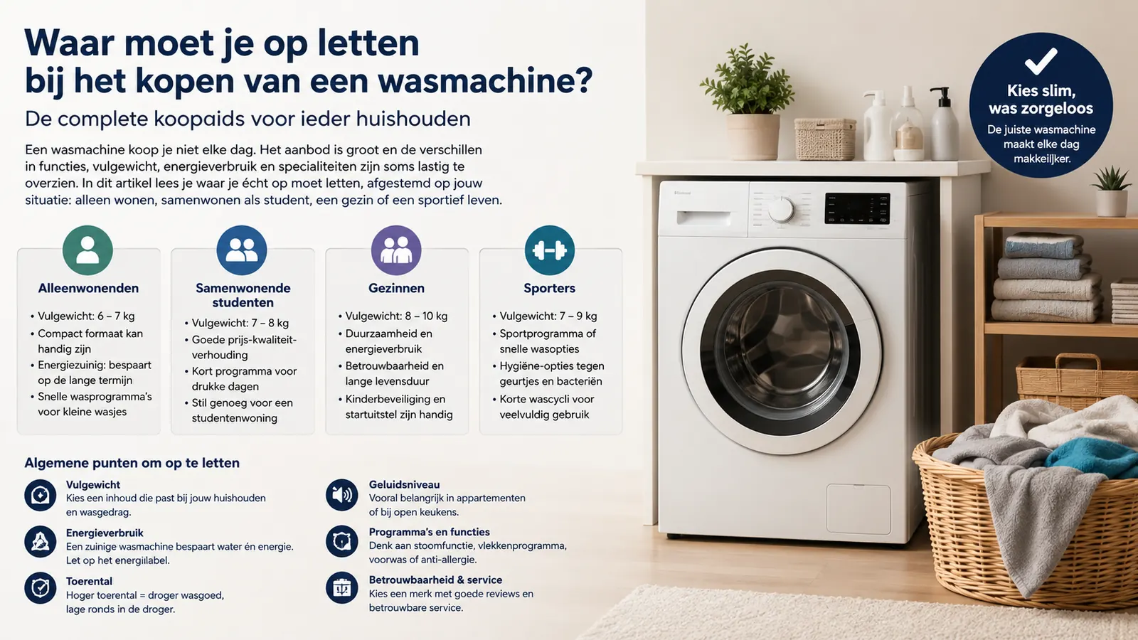 Wasmachine kopen? Hier moet je op letten per huishouden